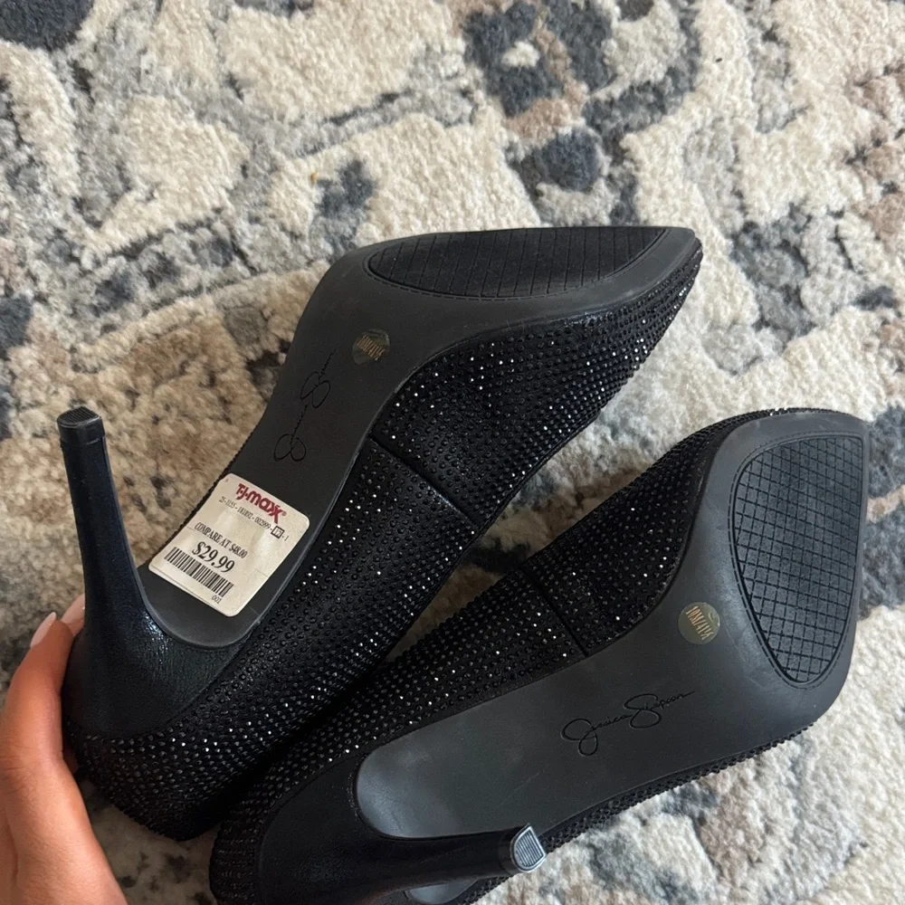 Jessica Simpson Black Sparkle Heels - Picture 7 of 7